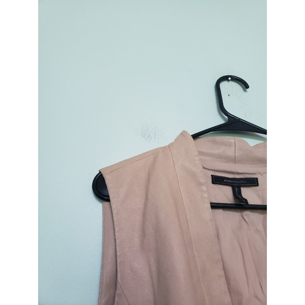 BCBGMAXAZRIA Womens S Caryn Mini Dress Faux Leather Pink Soft Club Party - Picture 6 of 8